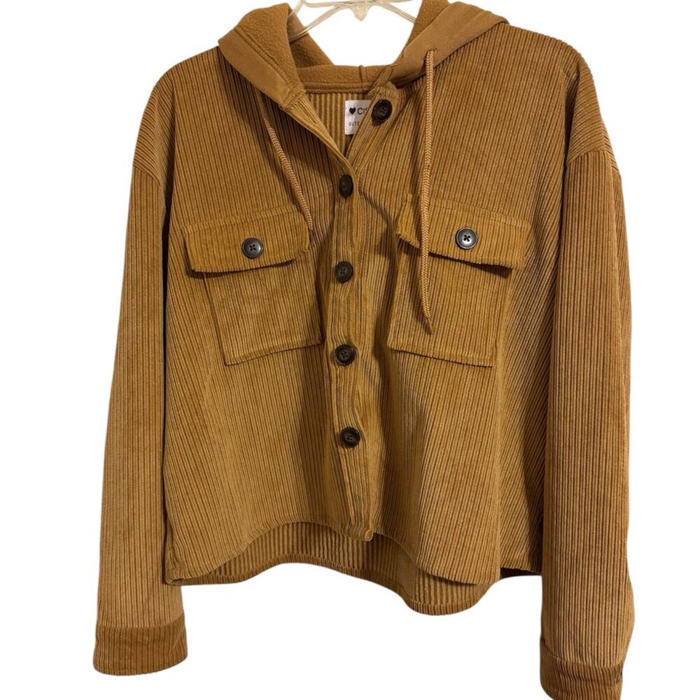 Ci Sono Tan Corduroy Cropped Top